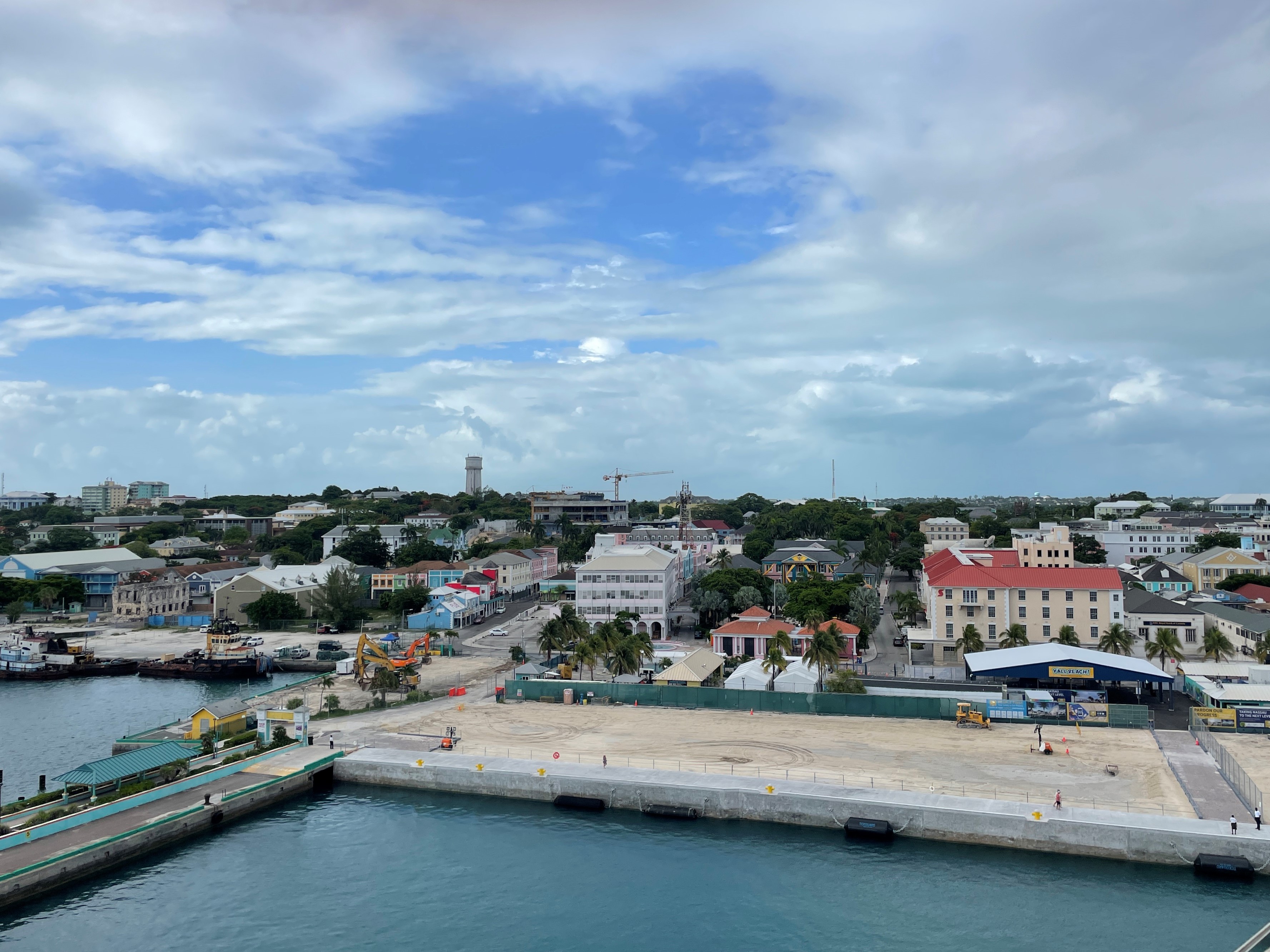 Nassau from cruise ship in 2021 with the shops closed