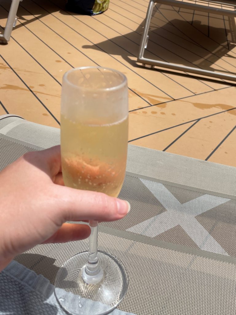 Free prosecco by the pool on Celebrity Edge