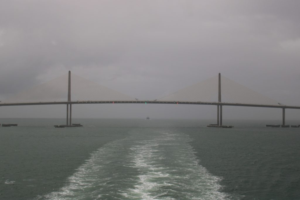 Tampa bridge from cruise ship