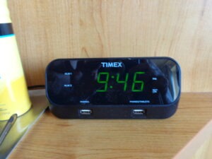 clock with usb ports for a cruise